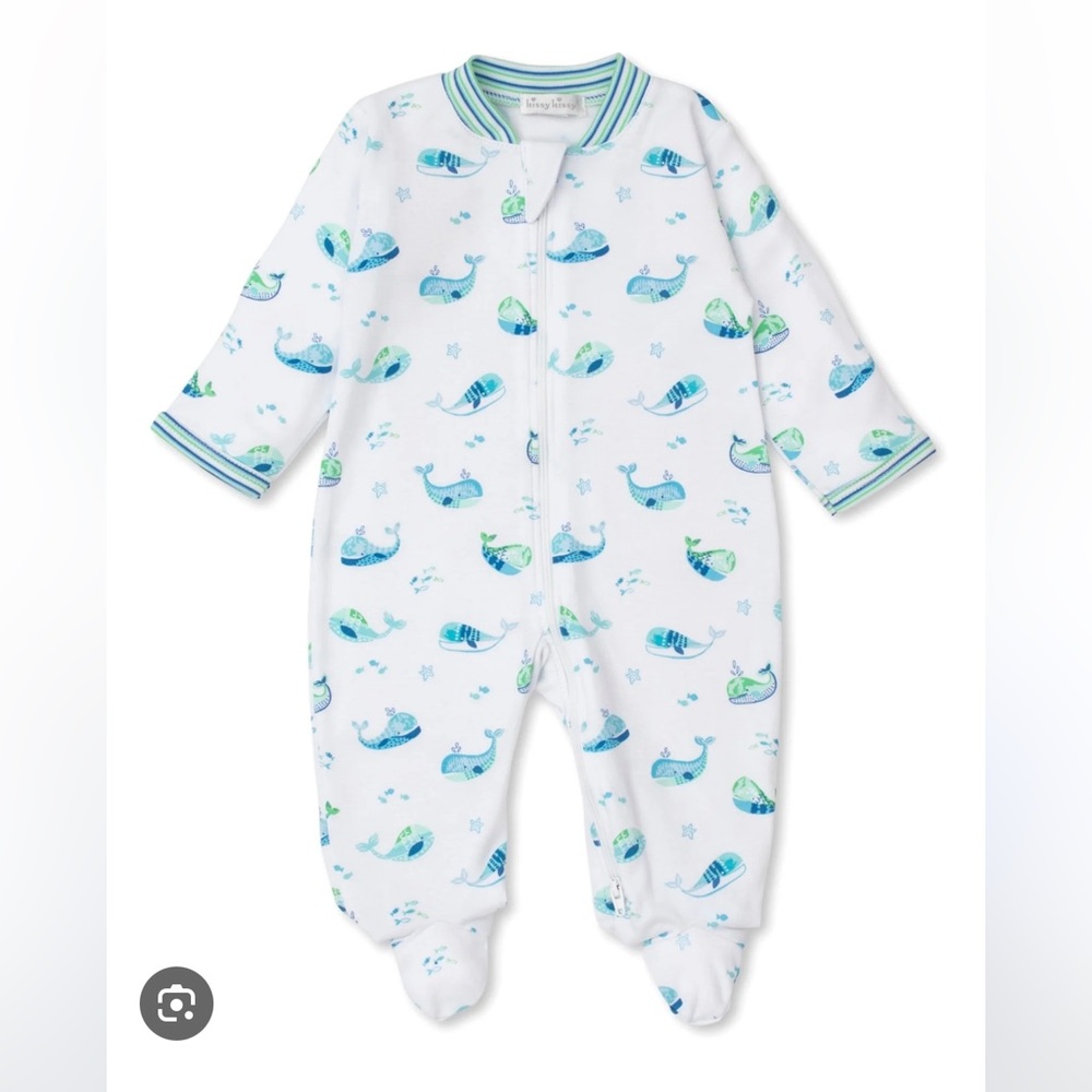 Kissy Kissy Blue Whale Print Footie